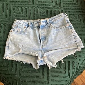 Levi's Light Blue Distressed Denim Shorts